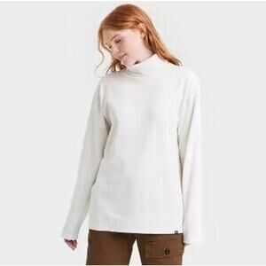 NWT Houston White Turtleneck Rib Knit Relaxed‎ Pullover Sweater Cream Womens S